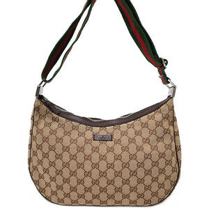 Gucci Beige Ebony GG Canvas Web Messenger Bag Brown